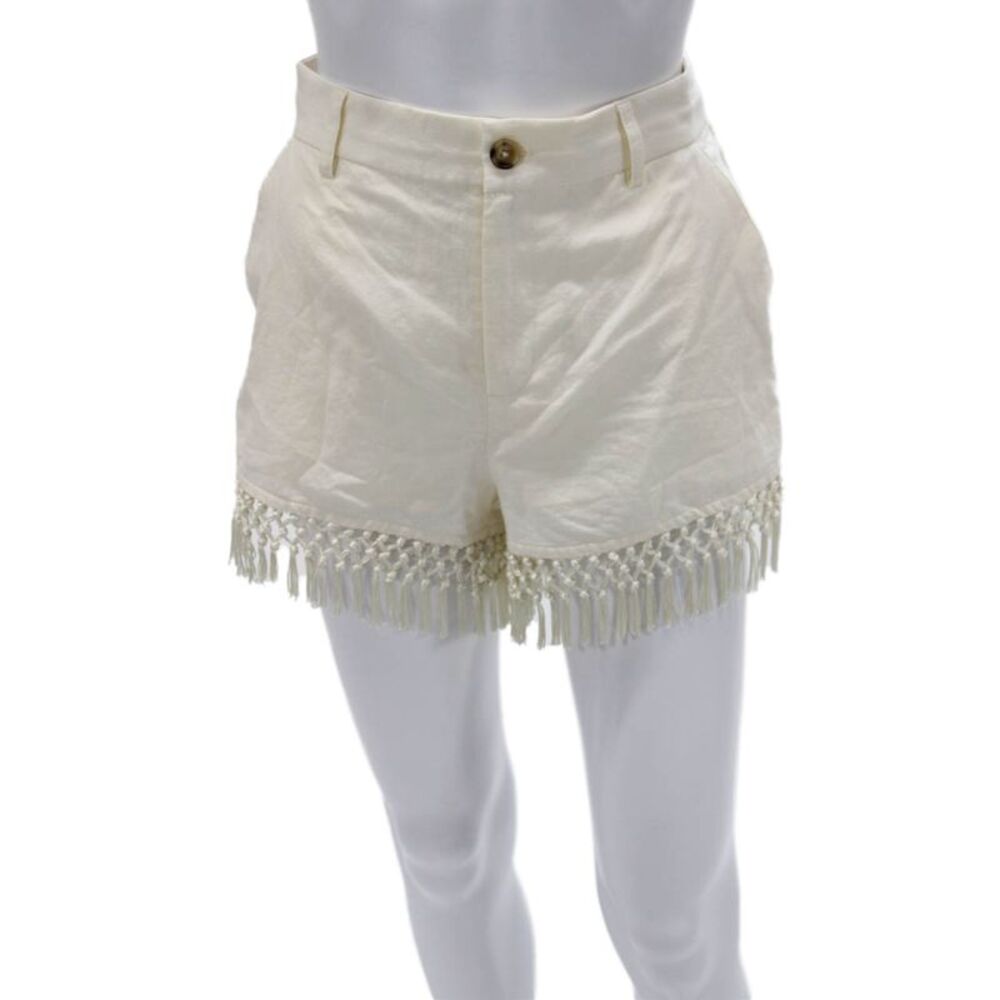 Cami NYC Women Ivory Linen Casual Shorts Button Closure Size 00